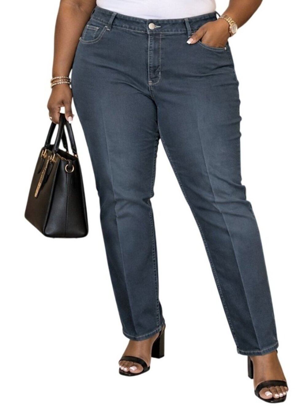 Riders By Lee Size 18M Jeans Curvy Fit Skinny Midrise Dark Blue Denim Stretch